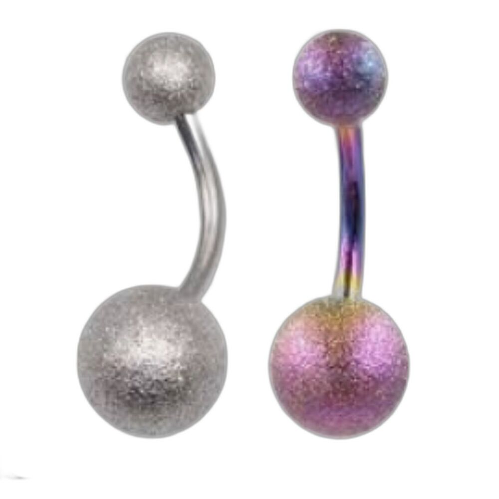 14g: Frosted Sparkle Navel Belly Ring Pink/Purple